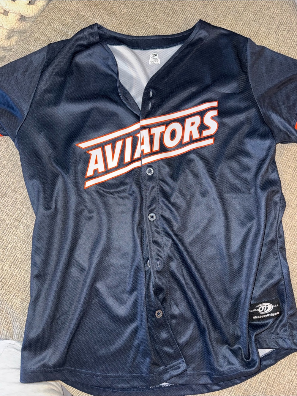 Navy Women's Button-Front Baseball Jersey